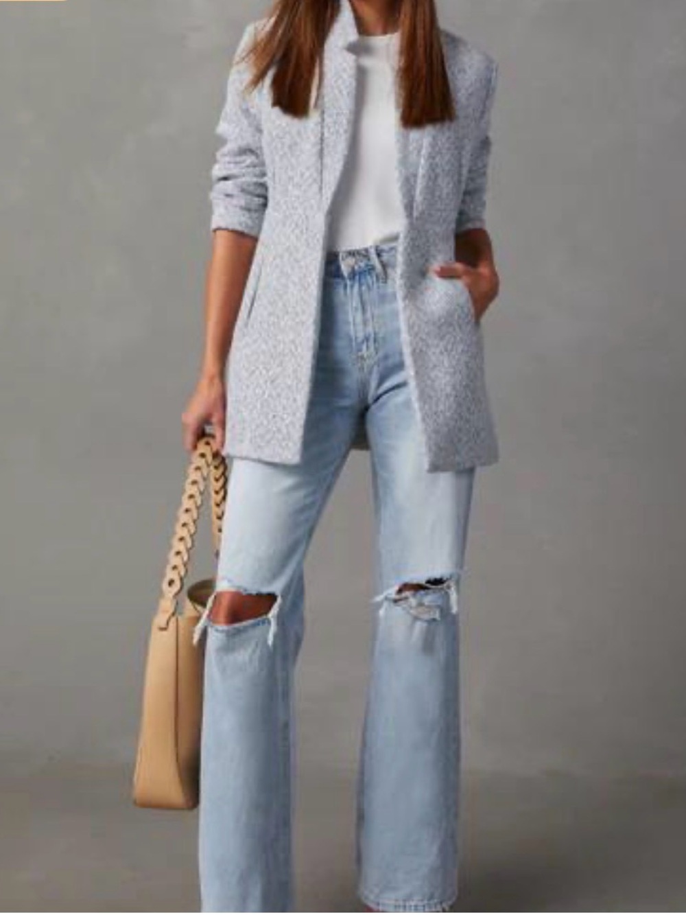 Vici Light Gray Boucle Blazer